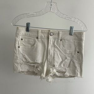 White jean shorts
